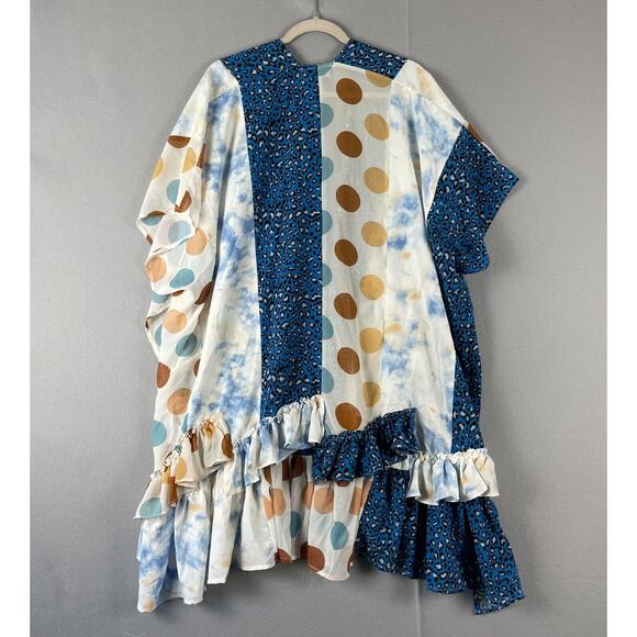 A Rare Bird Poncho Cardigan Womens One Size Ruffle Polka Dot Boho Artsy NEW - Picture 9 of 13